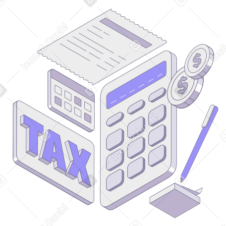 Letras de imposto com moedas, calendário e texto de calculadora  PNG, SVG