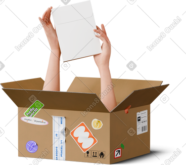 Hands holding package from the box PNG, SVG