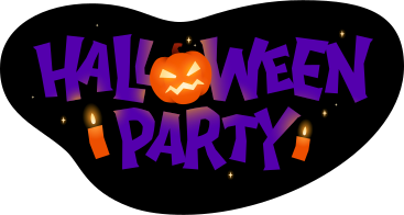 text halloween party lettering with pumpkin and candles PNG, SVG