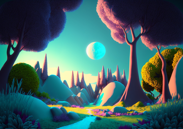 3D Fantasy forest background PNG, SVG