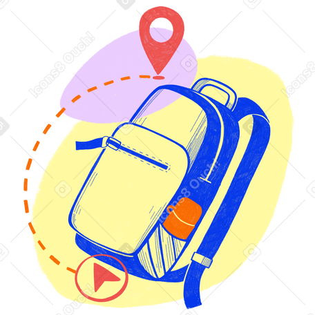 Travelling with one backpack to the intended goal Illustration in PNG, SVG