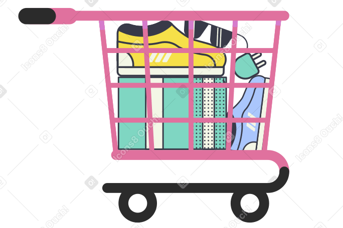 Shopping cart full of goods PNG, SVG
