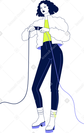 young woman with wires PNG, SVG