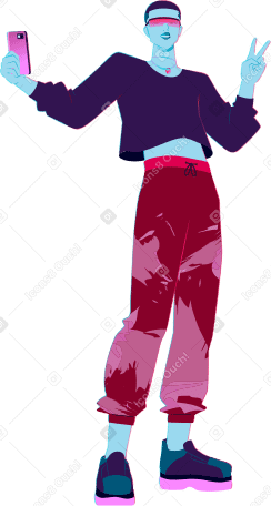 standing young man taking a selfie PNG, SVG