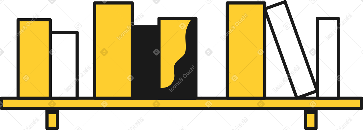 shelf with books PNG, SVG