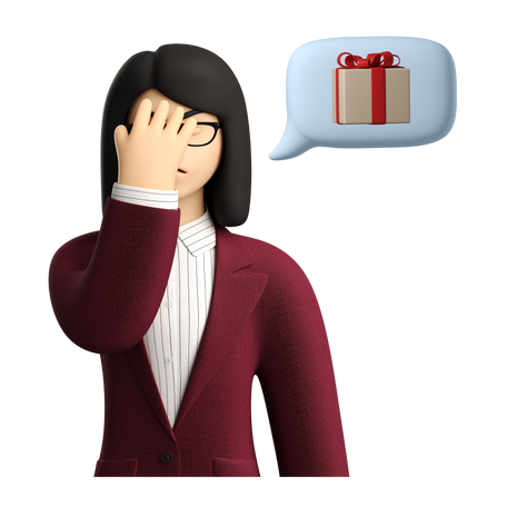 Businesswoman forgot to buy a present Illustration in PNG, SVG