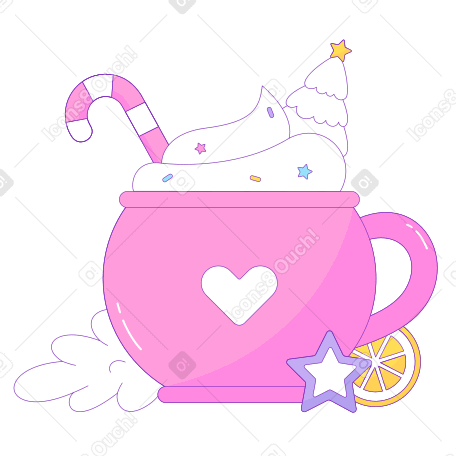 Mug with New Year sweets Illustration in PNG, SVG