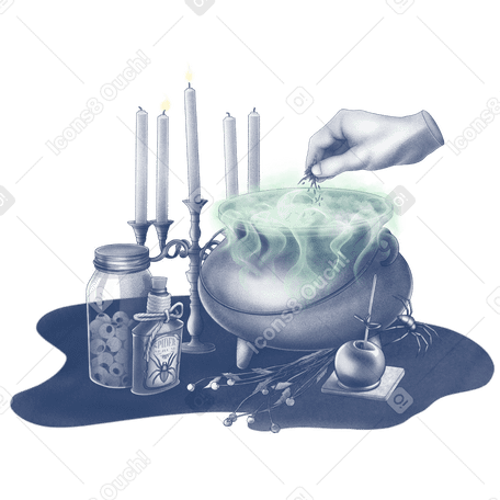 Candles and magic potion for halloween PNG, SVG