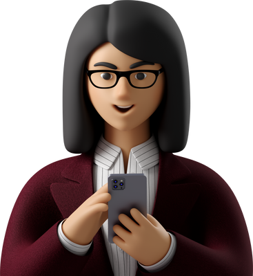close up of businesswoman in red suit looking at phone PNG, SVG