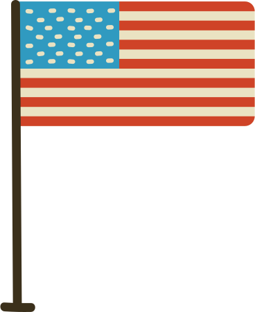 american flag with stand PNG, SVG