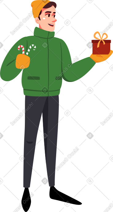 Man with gifts PNG, SVG