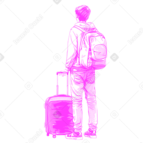 Jeune homme avec valise PNG, SVG