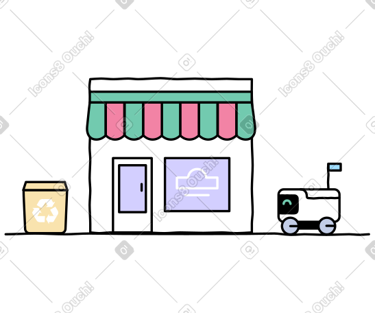 送货机器人将货物送到商店 PNG, SVG