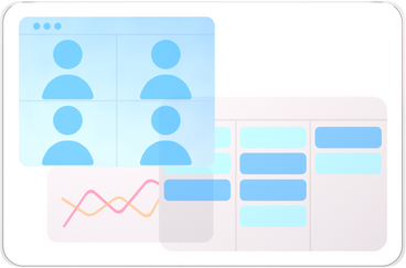 Transparenter bildschirm mit infografiken, taskboard und online-anruffenster PNG, SVG