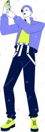 standing young man taking a selfie PNG, SVG