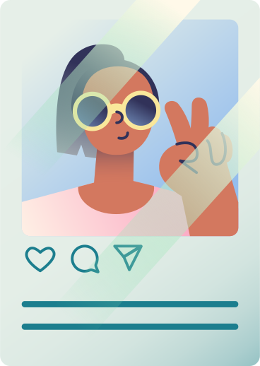 social media post with a woman's face PNG, SVG