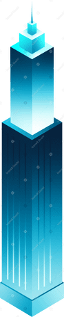 Изометрическая синяя башня со шпилем в PNG, SVG