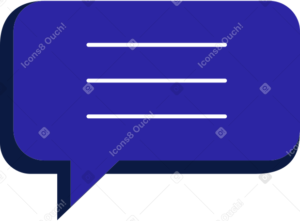blue speech bubble with three line PNG, SVG