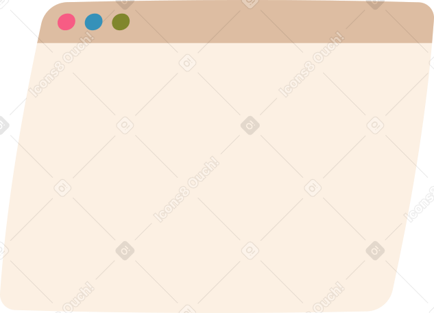 beige browser with three buttons Illustration in PNG, SVG