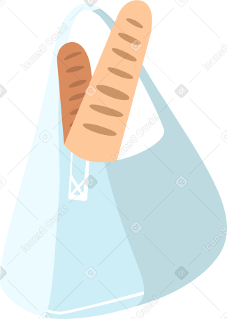 blue bag with loaf of bread Illustration in PNG, SVG