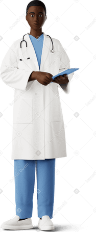 3D doctor with clipboard Illustration in PNG, SVG