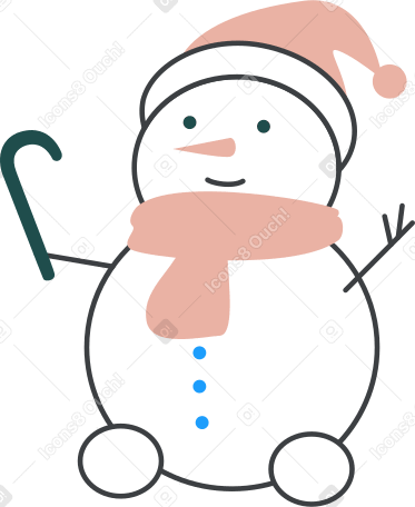 snowman with a red hat and a scarf PNG, SVG