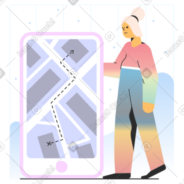 女人在电话上使用导航器 PNG, SVG