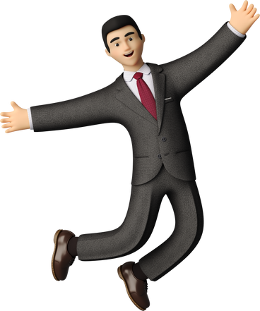 businessman in black suit jumping PNG、SVG