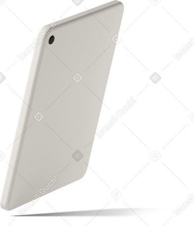 3D rear view of white tablet Illustration in PNG, SVG