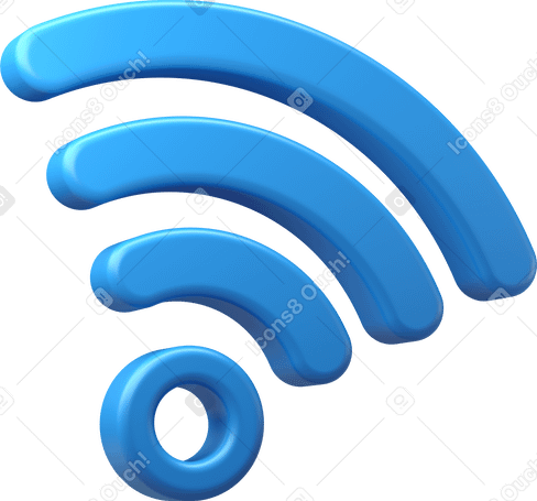 Иллюстрация 3D Синий знак вай-фай в PNG и SVG