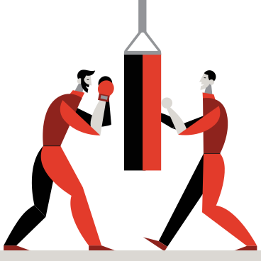 Boxers training with punching bag PNG, SVG