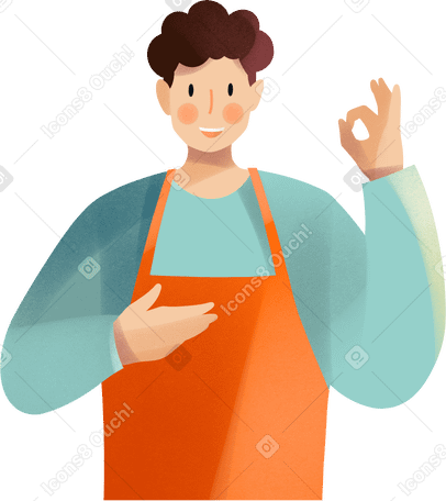 young man in an apron PNG, SVG