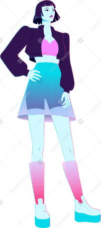 Mujer joven de pie con la mano en el cinturón PNG, SVG