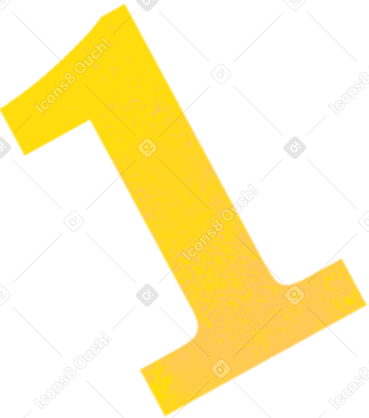 textured yellow number one Illustration in PNG, SVG
