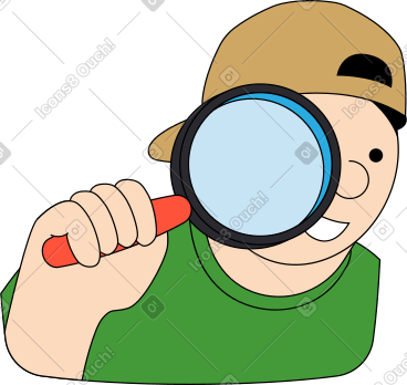 Man with a magnifying glass in his hand PNG, SVG