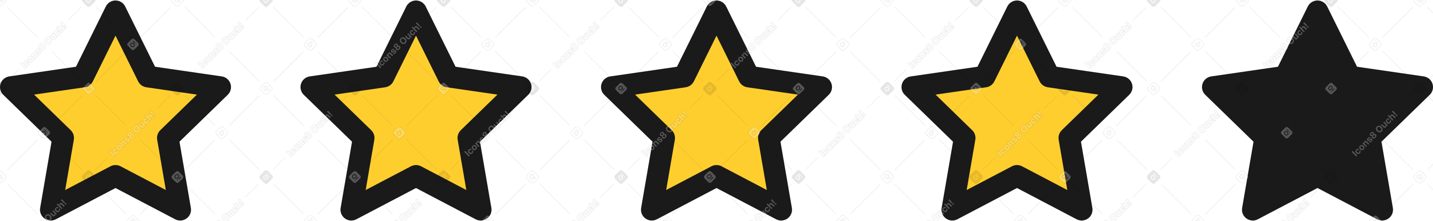 four stars out of five Illustration in PNG, SVG