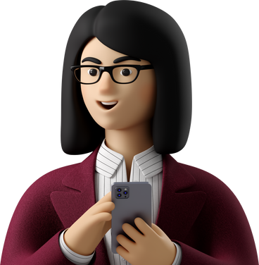 close up of businesswoman in red suit with phone looking aside PNG, SVG