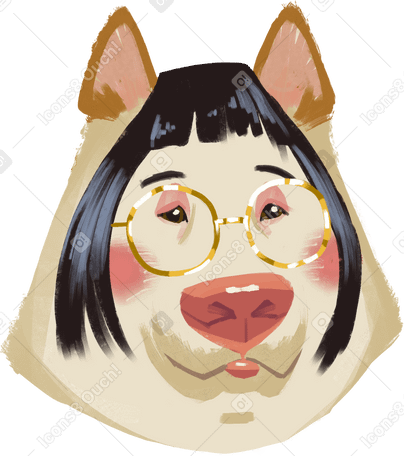 dog in a wig and with glasses в PNG, SVG