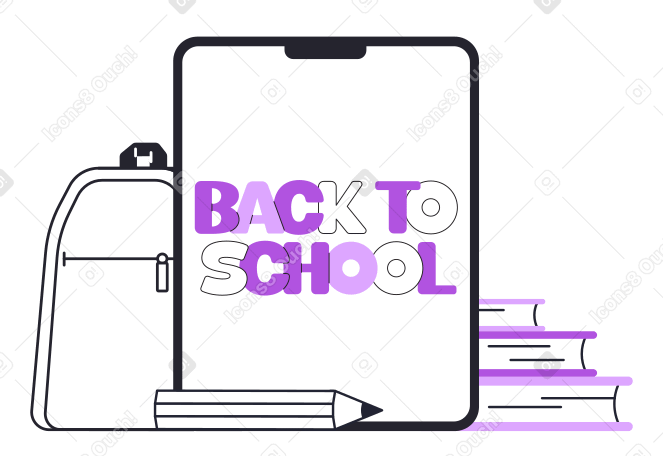 Lettering Back to school with school supplies  Illustration in PNG, SVG