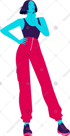 站着的年轻女人思考 PNG, SVG