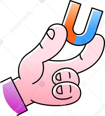 hand holding a blue-red magnet PNG, SVG