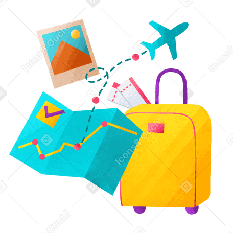 Travelling by plane with one suitcase PNG, SVG