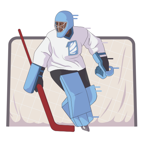 Hockey goaltender standing at the gate Illustration in PNG, SVG