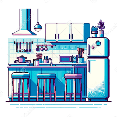 Pixelhintergrund einer küche PNG, SVG