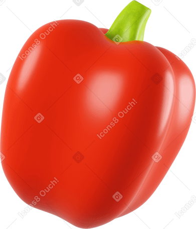 3D red sweet pepper Illustration in PNG, SVG