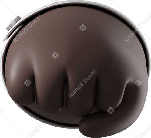 3D Front view of a black skin hand's fist PNG, SVG
