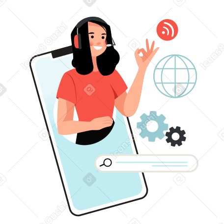 Сall a technical support operator by phone Illustration in PNG, SVG