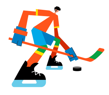 Hockey player animated illustration in GIF, Lottie (JSON), AE