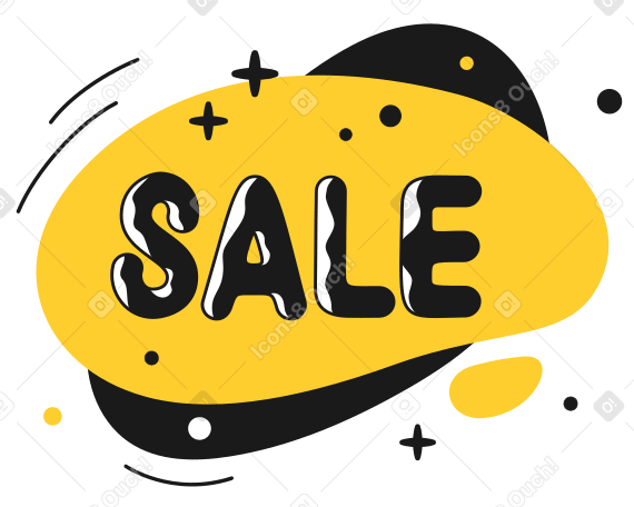 Sale lettering on yellow background PNG, SVG