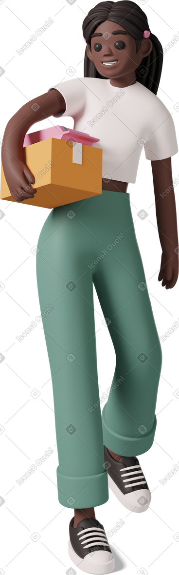 Black girl holding parcels PNG, SVG